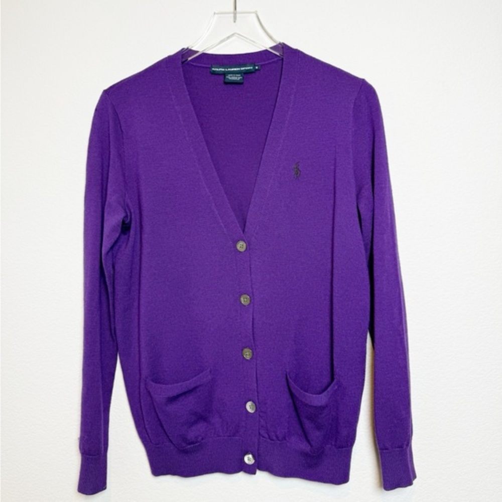 Ralph Lauren Purple Merino Wool Vintage Cardigan